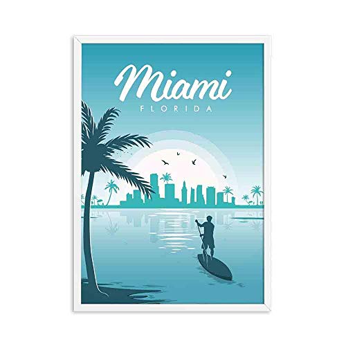 RLJHG Poster De Viaje Pintura De Lienzo De Paisaje Nueva Zelanda Miami MéXico Ciudad De Viaje Arte De La Pared Vintage Nordic Home Decoracion De La Pared Cuadros 40x50cm X3 Sin Marco