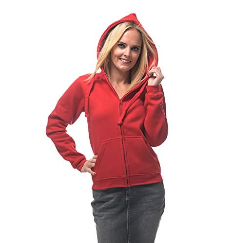 ROCK-IT Apparel® Chaqueta de Mujer con Capucha - Sudadera con Capucha y Cremallera - Sudadera de Trabajo - Talla XS-XL Suave - Rojo L