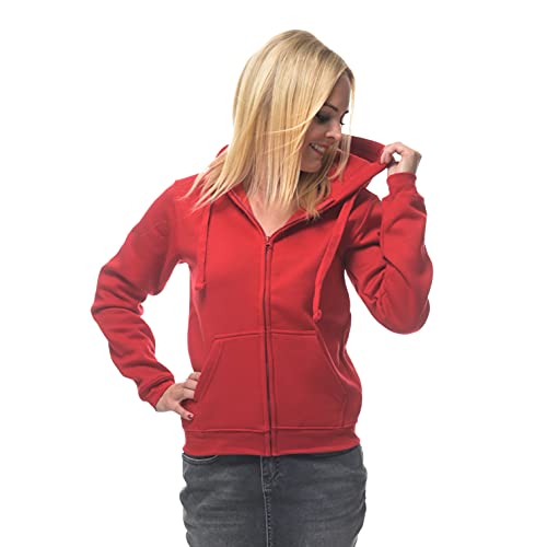 ROCK-IT Apparel® Chaqueta de Mujer con Capucha - Sudadera con Capucha y Cremallera - Sudadera de Trabajo - Talla XS-XL Suave - Rojo L