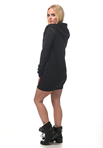 ROCK-IT Apparel® Vestido de Sudor de Mujer con Cremallera y Capucha - Sudadera Larga con Capucha Talla XS-XXL - Negro Suave M