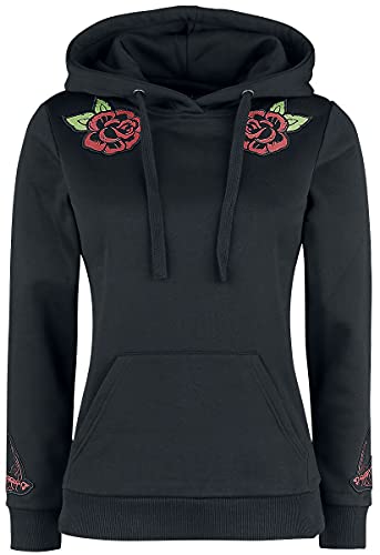 Rock Rebel by EMP Capucha Negra con Parches Mujer Sudadera con Capucha Negro XL