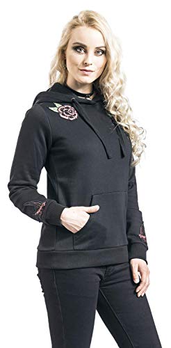 Rock Rebel by EMP Capucha Negra con Parches Mujer Sudadera con Capucha Negro XL