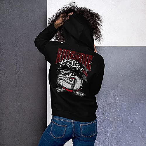 RockabillyM Ride or Die Buldog Biker, Sudadera con Capucha Unisex, suéter con Capucha, Estampado en la Espalda, S - 5XL