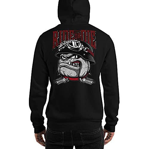 RockabillyM Ride or Die Buldog Biker, Sudadera con Capucha Unisex, suéter con Capucha, Estampado en la Espalda, S - 5XL