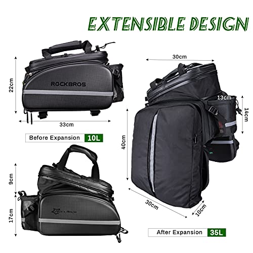 ROCKBROS Bolsa para Asiento Trasero Portaequipajes Impermeable para Bicicleta con Funda Extensible Alforjas para Viajes MTB Bici de Carretera