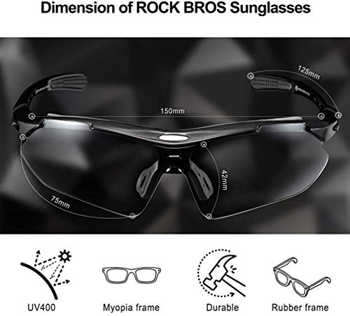 ROCKBROS Gafas Fotocromáticas Lente Transparentes Deportivas Protección UV400 para Ciclismo Bicicleta Running Conducir, Unisex