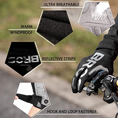 ROCKBROS Guantes con Pantalla Táctil y Forro Polar Antideslizantes Almohadilla SBR para Bicicleta Ciclismo Moto Deportes al Aire Libre Unisex para Otoño Primavera (S)