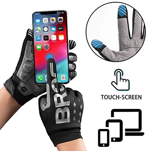 ROCKBROS Guantes con Pantalla Táctil y Forro Polar Antideslizantes Almohadilla SBR para Bicicleta Ciclismo Moto Deportes al Aire Libre Unisex para Otoño Primavera (S)