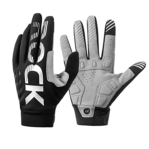 ROCKBROS Guantes con Pantalla Táctil y Forro Polar Antideslizantes Almohadilla SBR para Bicicleta Ciclismo Moto Deportes al Aire Libre Unisex para Otoño Primavera (S)