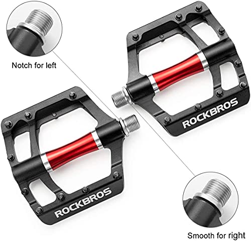 ROCKBROS Pedales Bicicleta Montaña MTB Carretera de Aleación Aluminio Gran Plataforma Rodamiento Sellado Antideslizantes, Unisex