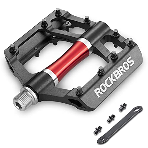 ROCKBROS Pedales Bicicleta Montaña MTB Carretera de Aleación Aluminio Gran Plataforma Rodamiento Sellado Antideslizantes, Unisex