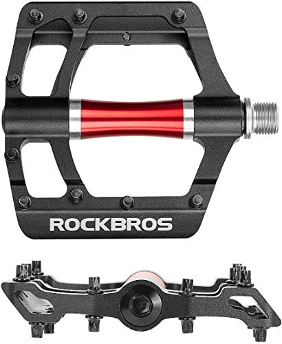 ROCKBROS Pedales Bicicleta Montaña MTB Carretera de Aleación Aluminio Gran Plataforma Rodamiento Sellado Antideslizantes, Unisex