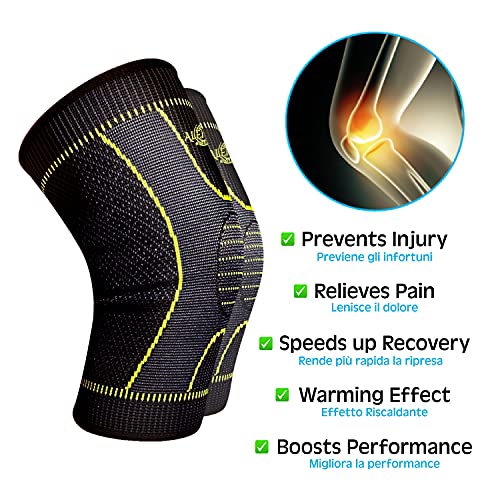 Rodillera Menisco y Ligamentos, 2 Rodilleras Transpirable y Antideslizante para Hombre y Mujer, Rodillera Deportiva Compresion para Crossfit (M)