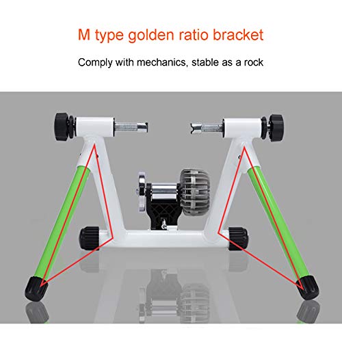 Rodillo bicicleta, entrenador de bicicleta inteligente para interiores con Bluetooth y ANT +, entrenador de ejercicios de resistencia a fluidos con capacidad para reducir el ruido silencioso,Verde