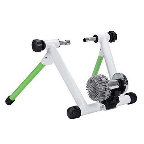Rodillo bicicleta, entrenador de bicicleta inteligente para interiores con Bluetooth y ANT +, entrenador de ejercicios de resistencia a fluidos con capacidad para reducir el ruido silencioso,Verde