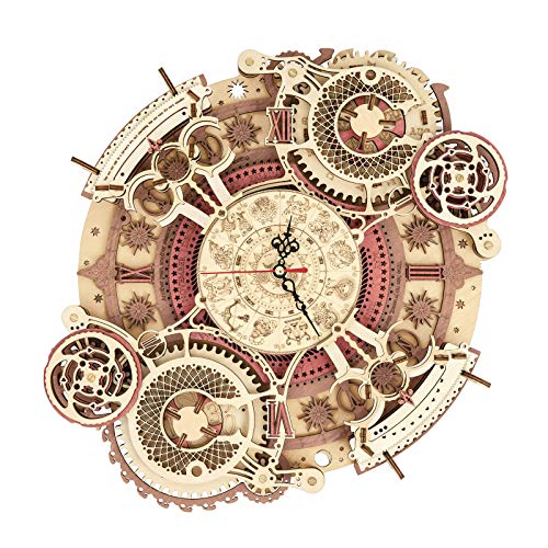 ROKR Rompecabezas Puzzles 3D Zodíaco Pared Reloj para Adultos Niños Mayores de 14 Años Maquetas de Madera para Construir Regalos de Decoración Retro 168 Teilen, Zodiac Wall Clock