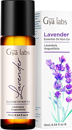 Roll-on de aceite esencial de lavanda de Gya Labs - Alivie el estrés y mejore el sueño con aceite de lavanda Roll On - 100 aceite esencial puro, natural y pre-diluido Roll On para uso tópico - 10 ml