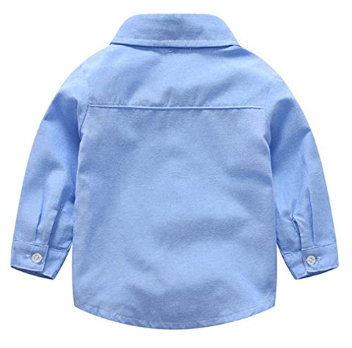 Ropa Bebe Conjunto Niño Traje de Vestir Conjuntos de Otoño e Invierno Camisa de Manga Larga Pantalón + Pajarita Tirantes Ropa Niño Caballero 6 Meses a 6 años (Azul005, 12-18M)