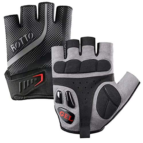 ROTTO Guantes Ciclismo Guantes MTB Medio Dedo para Mujer Hombre con Gel y SBR Acolchado