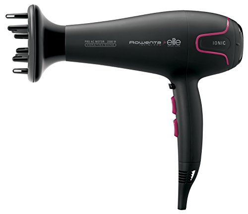 Rowenta Infini Pro Elite CV8732 Negro 2200 W - Secador de pelo (Keratin & Shine, Corriente alterna, Negro, Con agujero en la empuñadura para colgar, 1,8 m, 2200 W)