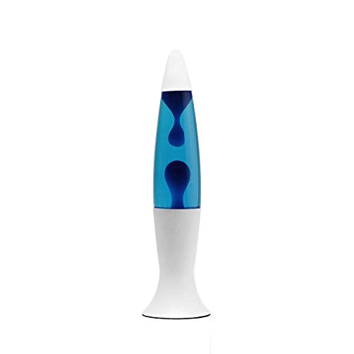 Roxy - Lámpara de lava decorativa (40 cm, G9), diseño retro, color azul y blanco
