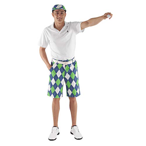 Royal & Awesome - Pantalones Cortos de Golf para Hombre, Hombre, Pantalones Cortos, RSAS3032, Blues On The Green, 32W