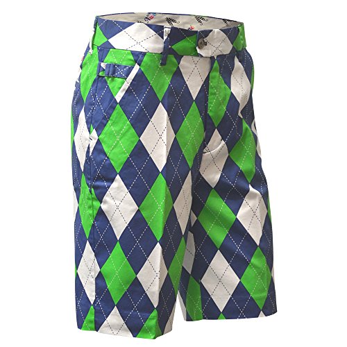 Royal & Awesome - Pantalones Cortos de Golf para Hombre, Hombre, Pantalones Cortos, RSAS3032, Blues On The Green, 32W