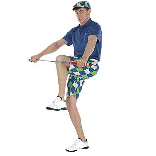 Royal & Awesome - Pantalones Cortos de Golf para Hombre, Hombre, Pantalones Cortos, RSAS3032, Blues On The Green, 32W