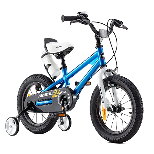 RoyalBaby Bicicletas Infantiles niña niño Freestyle BMX Ruedas auxiliares Bicicleta para niños 12 Pulgadas Azul