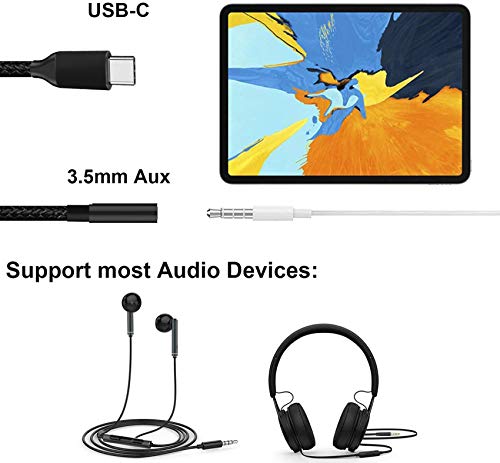 Rpanle Adaptador USB Tipo C a Jack 3.5 mm, USB C Jack Auriculares Audio Adaptadores Chipset DAC para Huawei P40, P30 Pro, Mate 20 Pro, Samsung S20/Note 10 y Más