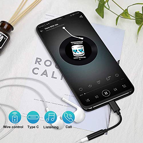 Rpanle Adaptador USB Tipo C a Jack 3.5 mm, USB C Jack Auriculares Audio Adaptadores Chipset DAC para Huawei P40, P30 Pro, Mate 20 Pro, Samsung S20/Note 10 y Más