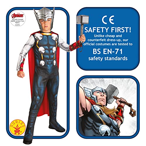 Rubies- Disfraz Oficial Thor Avengers Classic niños, Detalles Impresos, Color Negro, XS (Rubie'S I-702031XS)