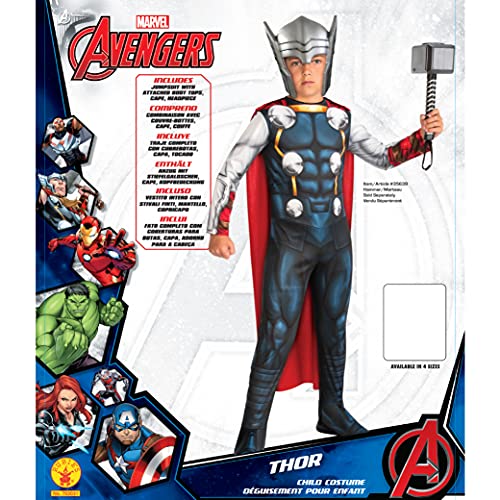 Rubies- Disfraz Oficial Thor Avengers Classic niños, Detalles Impresos, Color Negro, XS (Rubie'S I-702031XS)