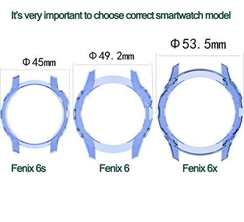 RuenTech Carcasa protectora para Garmin Fenix 6X Pro/Fenix 6X Sapphire/Fenix 6X Pro solar, protección suave, TPU, protección contra arañazos