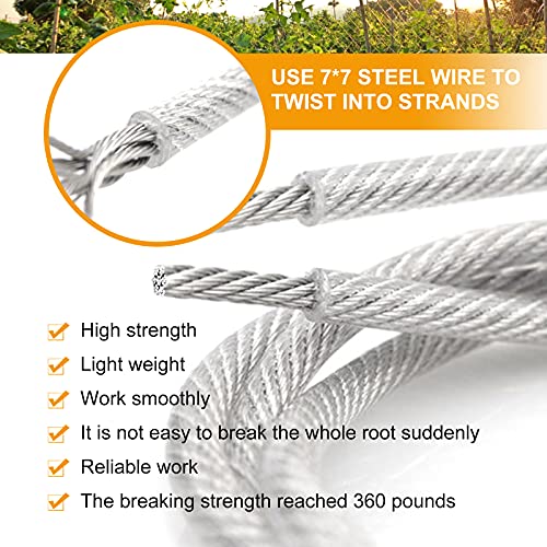 Ruesious13m Cable de Acero Inoxidable PVC Kit de Cuerda de Acero Inoxidable, Kit de Luces para Exteriores, Kit de Suspensión de Cuerda