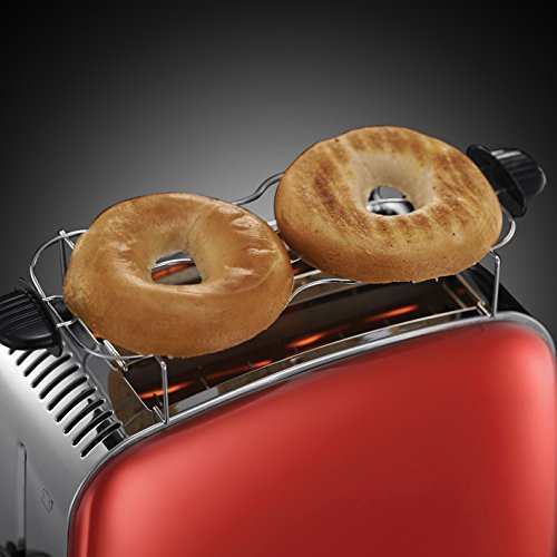 Russell Hobbs Tostadora Colours Plus - 2 Ranuras Cortas y Anchas, para 2 Rebanadas, Acero Inoxidable, Rojo - 23330-56