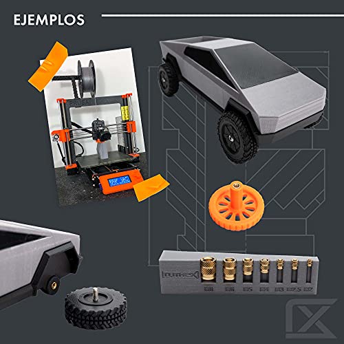 ruthex Inserto roscado M5-50 casquillos roscados de latón RX-M5x9.5 – tuercas de inserción para piezas plásticas – tuercas moleteadas para embutir en piezas de impresora 3D por calor o ultrasonidos