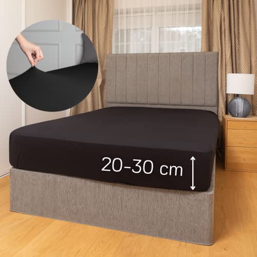 Sábana Bajera Jersey algodón Egipcio - Sábana Bajera 180x200x30 Cama tamaño Super King, 1 pc. - Sábana Ajustable Suave Puro 100% algodón, SAVASTEXTILE