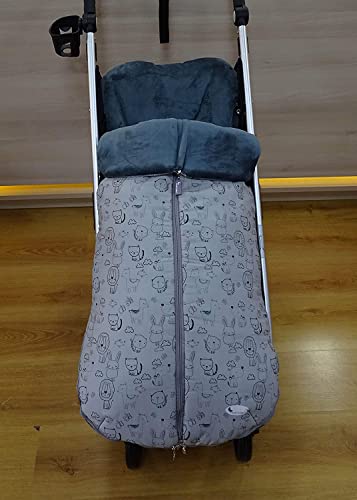 Saco POLAR de Invierno de Silla de Paseo - (Universal-Bugaboo-Mclaren) - Animales Gris - OFERTA