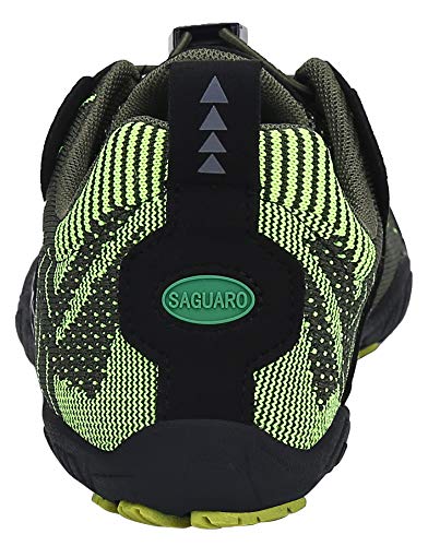 SAGUARO Hombre Mujer Barefoot Zapatillas de Trail Running Zapatos Minimalista de Deporte Cómodas Ligeras Calzado de Correr en Montaña, Verde 44 EU