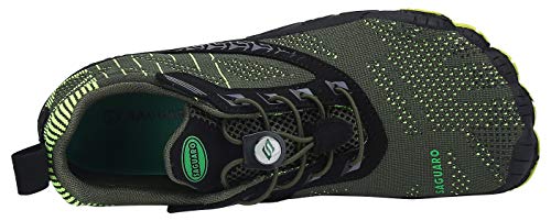 SAGUARO Hombre Mujer Barefoot Zapatillas de Trail Running Zapatos Minimalista de Deporte Cómodas Ligeras Calzado de Correr en Montaña, Verde 44 EU