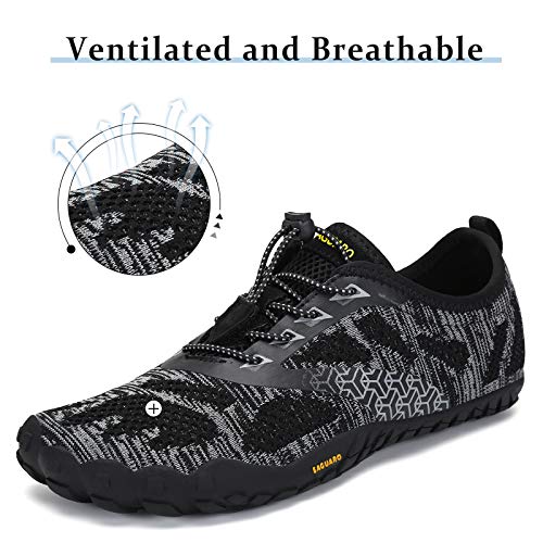 SAGUARO Zapatillas Minimalistas Hombre Zapatillas de Barefoot Mujer Zapatillas de Trail Running Antideslizante Escarpines de Agua Stil: B Negro Gr.44