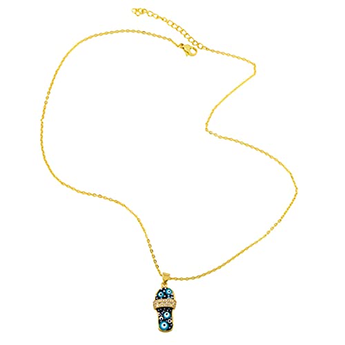 SALAN Bonito Collar De Zapatilla Esmaltada para Mujer Chapado En Oro Azul con Colgante De Mal De Ojo Collar Cz Pave Al por Mayor Joyería Regalos