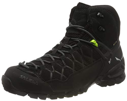 Salewa MS Alp Trainer Mid Gore-TEX Botas de Senderismo, Black/Black, 45 EU