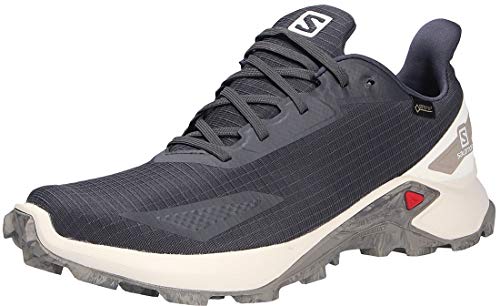 Salomon Alphacross Blast GTX, Zapatillas De Trail Running Impermeables Hombre, Color: Gris (Ebony/Vanilla Ice/Vintage Kaki), 43 1/3 EU