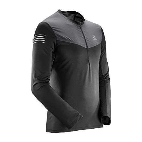 SALOMON Fast Wing HZ LS tee M - Camiseta, Hombre, Negro(Black/Forged Iron)