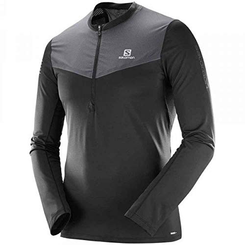 SALOMON Fast Wing HZ LS tee M - Camiseta, Hombre, Negro(Black/Forged Iron)