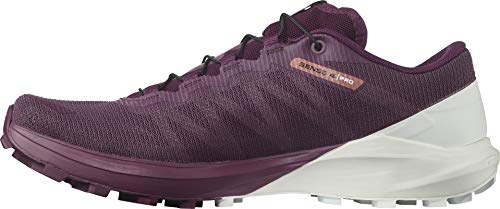 SALOMON Sense 4 W/Pro, Zapatillas de Trail Running Mujer, Plum Caspia/White/Persimon, 44 EU