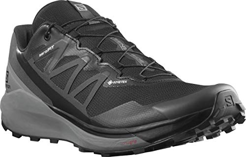 SALOMON Sense Ride 4 Gore Tex Invisible FIT, Zapatillas de Senderismo Hombre, Black/Quiet Shade/Black, 42 2/3 EU