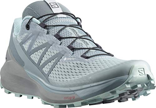 SALOMON Sense Ride 4 Gore Tex Invisible FIT, Zapatillas de Senderismo Mujer, Slate/Monument/Pastel Turquoise, 45 1/3 EU